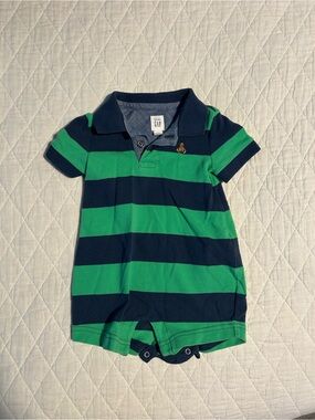 GAP Boys Green & Navy Striped Polo